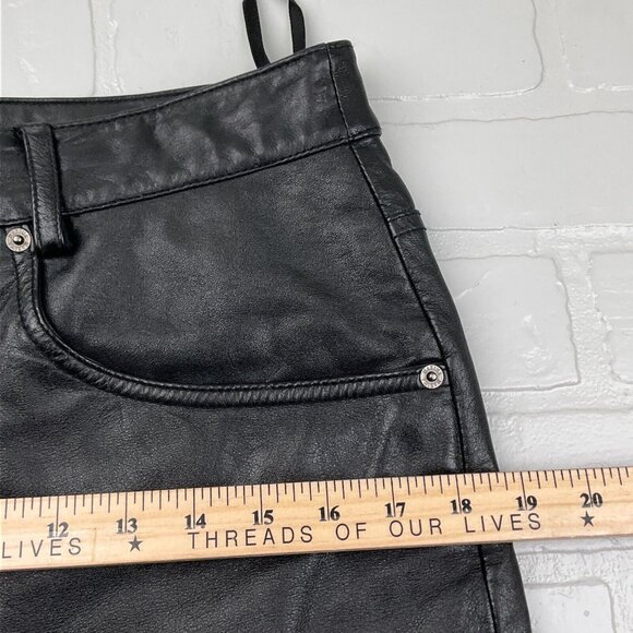 Maxima Wilsons Leather Jeans Women 10 28Wx26L Black Bootcut Unhem Raw‎ Straight - Picture 9 of 14